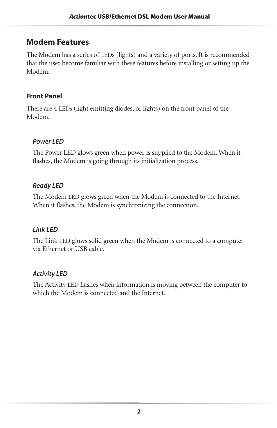 Modem features | Actiontec electronic R4500U User Manual | Page 5 / 99