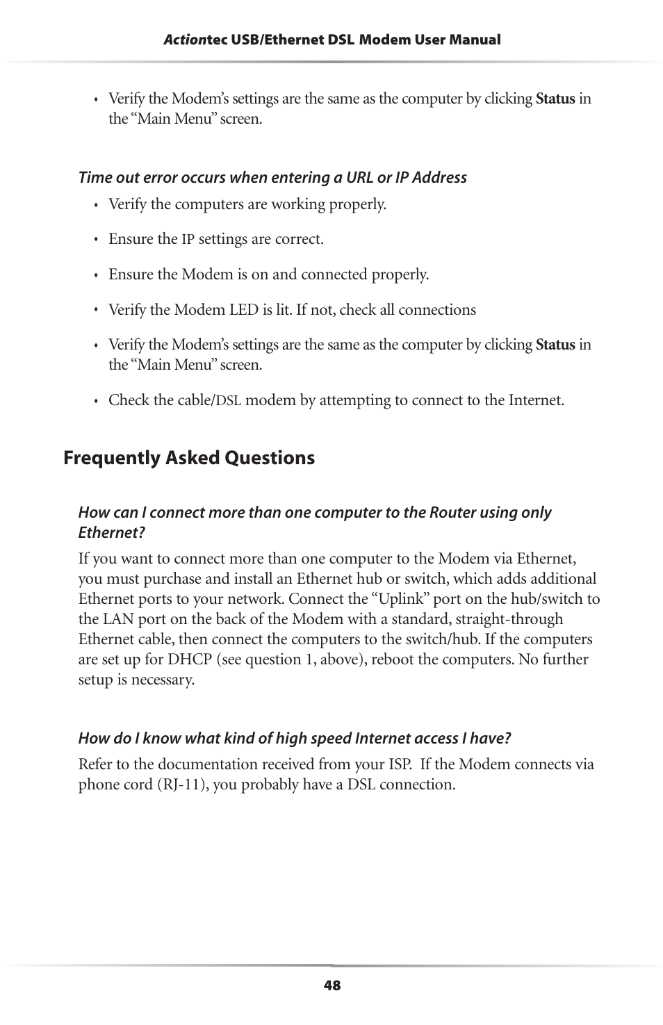 Frequently asked questions | Actiontec electronic R4500U User Manual | Page 51 / 99