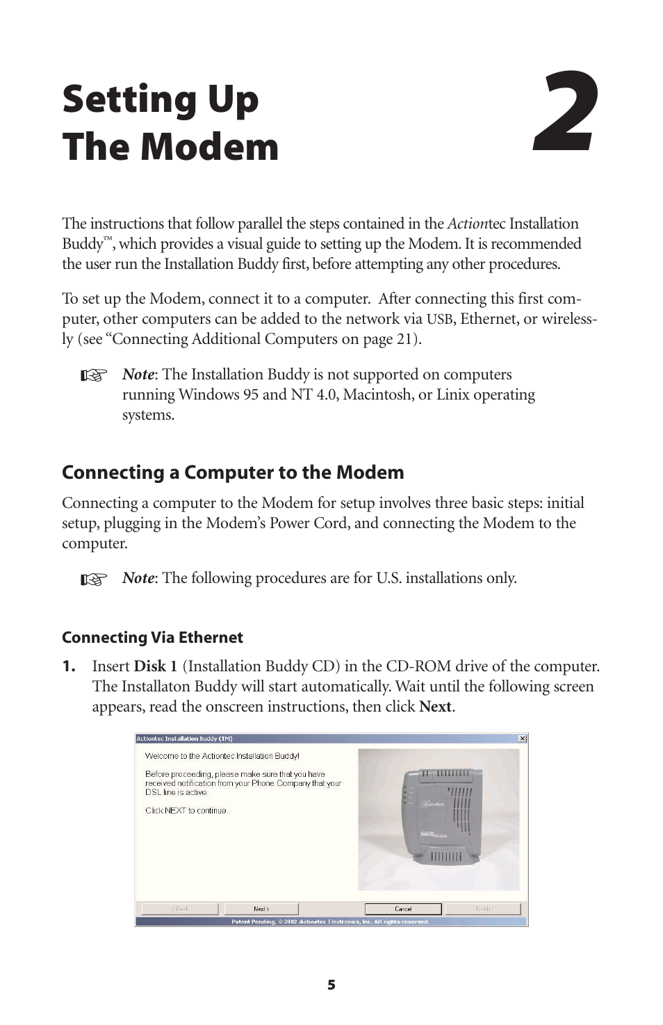 Setting up the modem | Actiontec electronic R4500U User Manual | Page 8 / 99