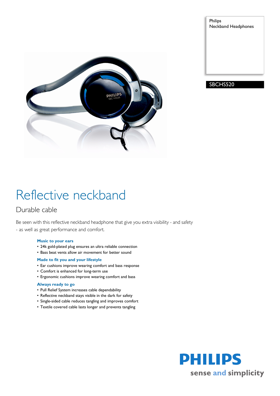 Philips SBCHS520-00D User Manual | 2 pages