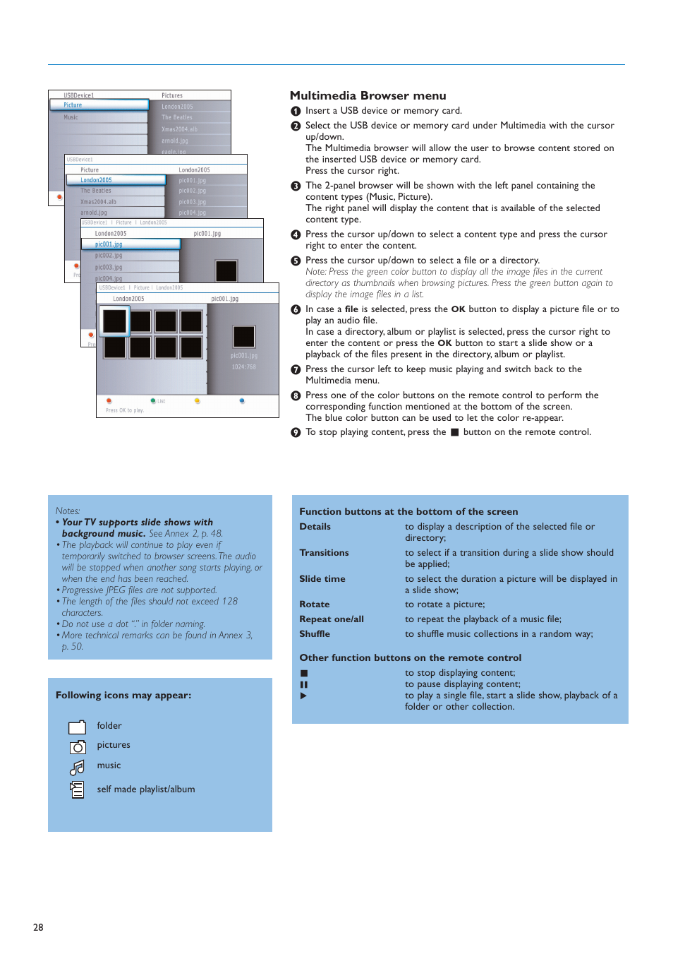 Multimedia browser menu | Philips 42PF9630A-37 User Manual | Page 30 / 56