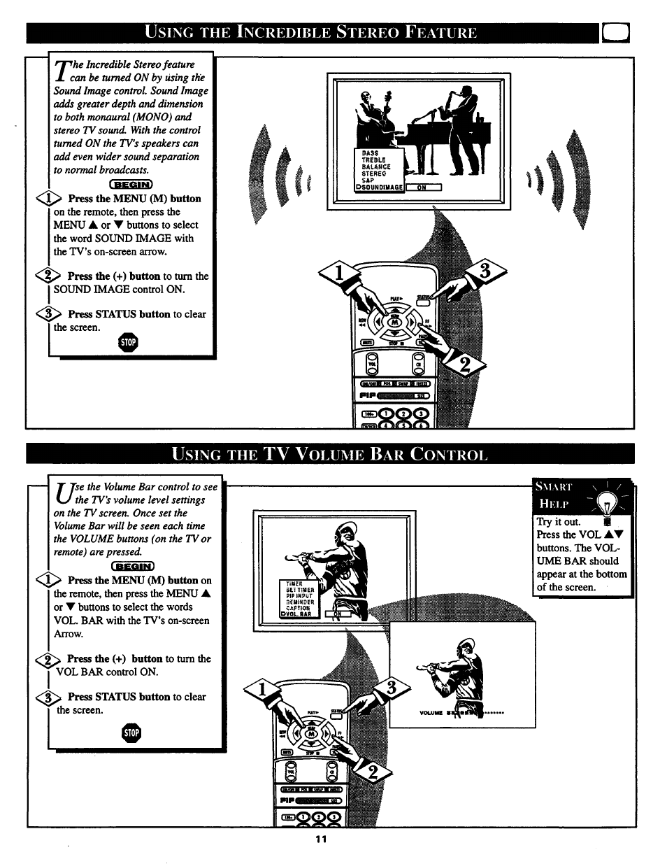 Using the tv volume bar control, Frnrnti | Philips COLOR TV 25 INCH TABLE User Manual | Page 11 / 40