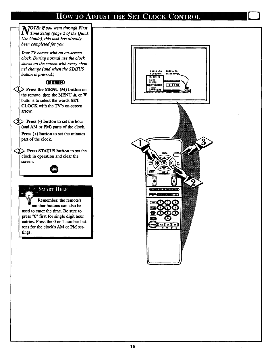 Djust, Lock, Ontrol | Philips COLOR TV 25 INCH TABLE User Manual | Page 15 / 40