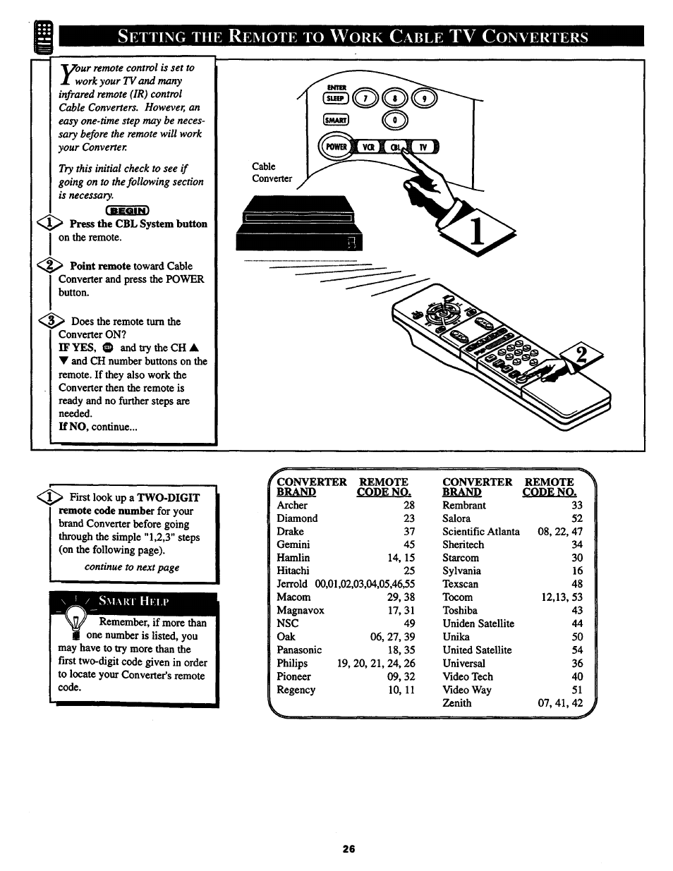 Tv c, Etting, Emote | Able, Onverters | Philips COLOR TV 25 INCH TABLE User Manual | Page 26 / 40