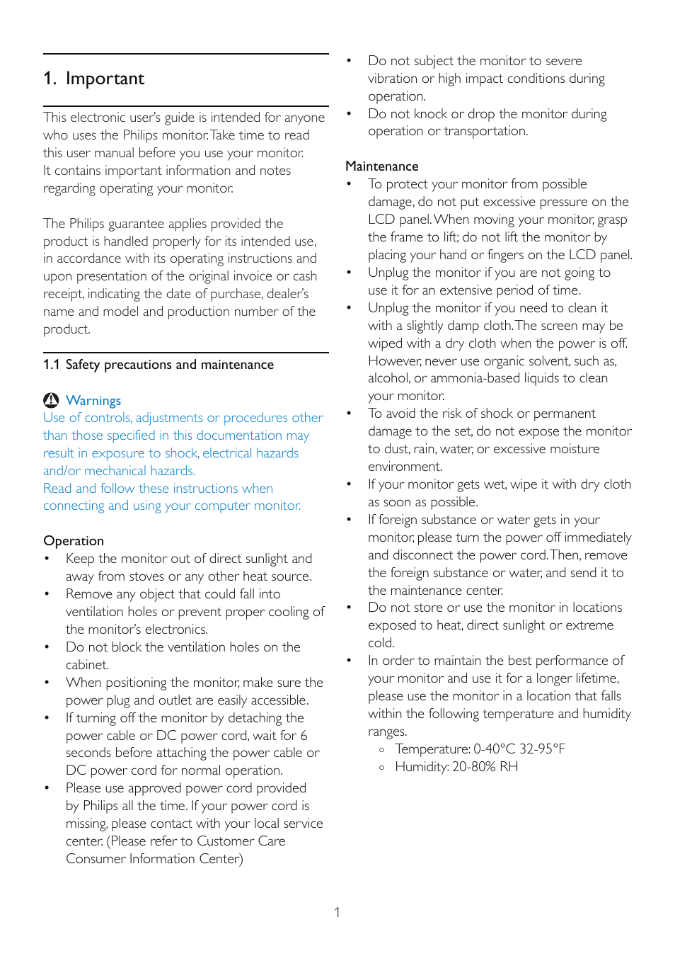 Important | Philips LCD monitor with HDMI Audio SmartTouch 224E2SB 54.6cm-21.5" E-line Full HD User Manual | Page 3 / 50