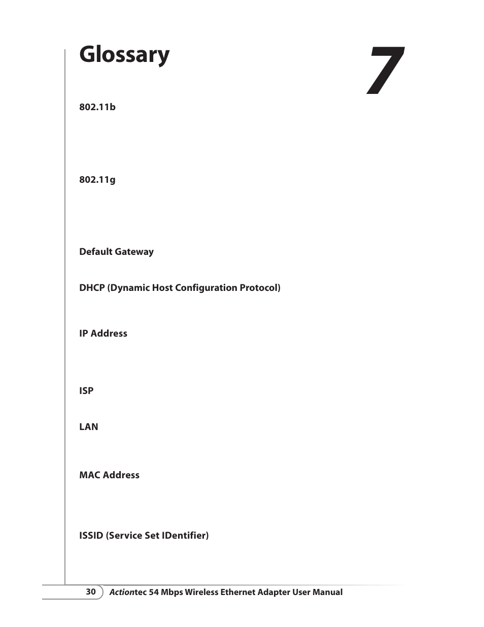 Glossary | Actiontec electronic HWE05490-01 User Manual | Page 32 / 41