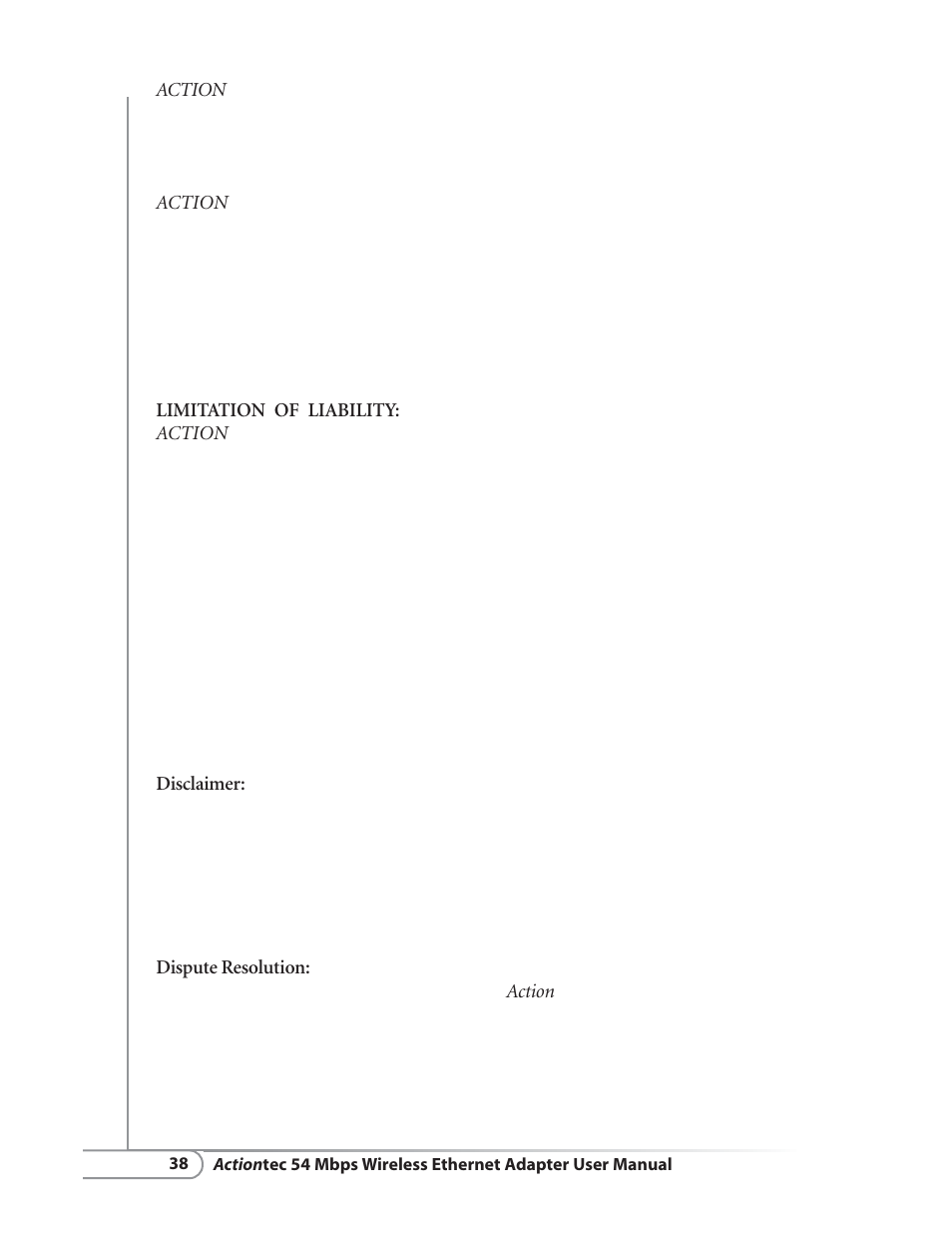 Actiontec electronic HWE05490-01 User Manual | Page 40 / 41
