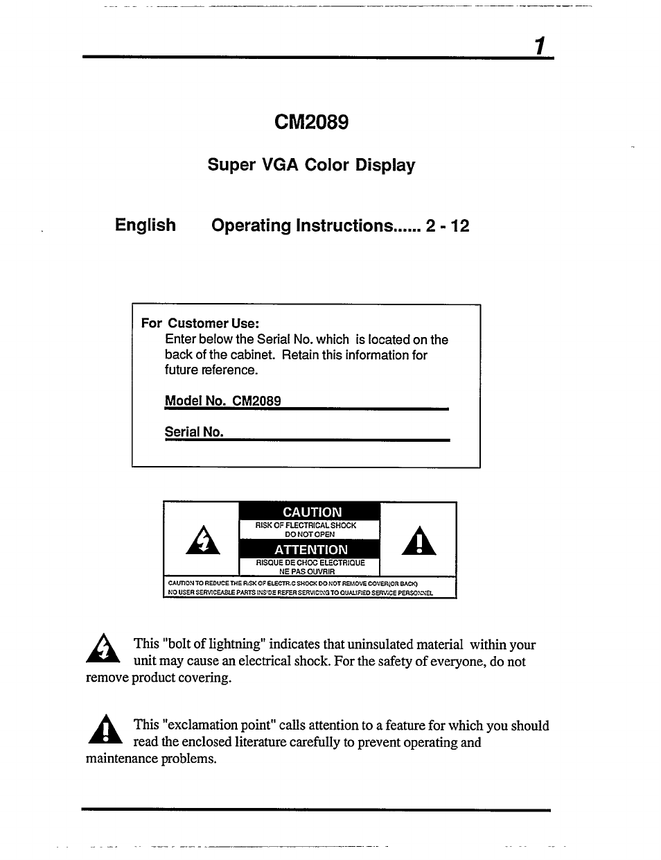 Cm2089 | Philips CM2089JS51 User Manual | Page 3 / 20