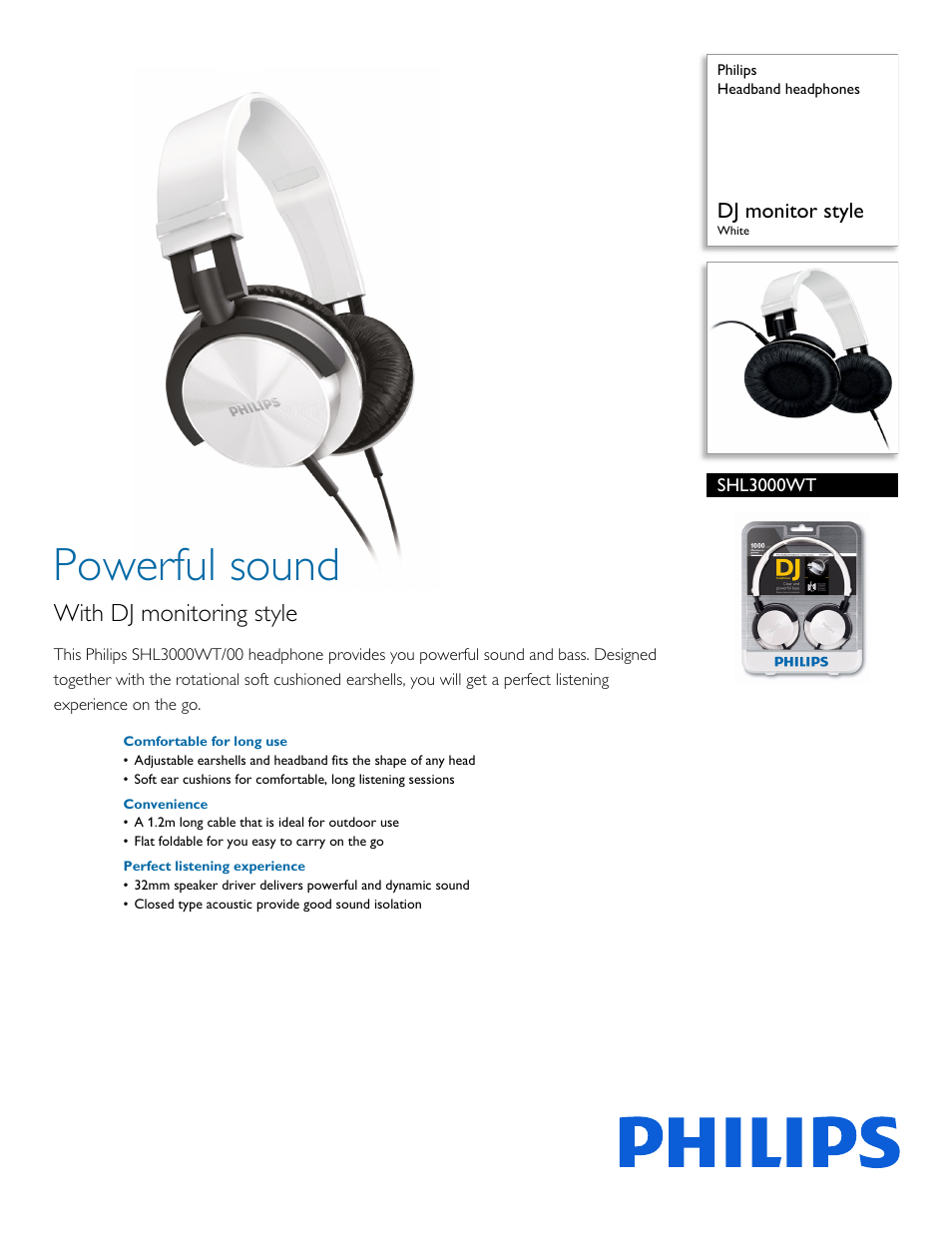 Philips SHL3000WT-00 User Manual | 2 pages