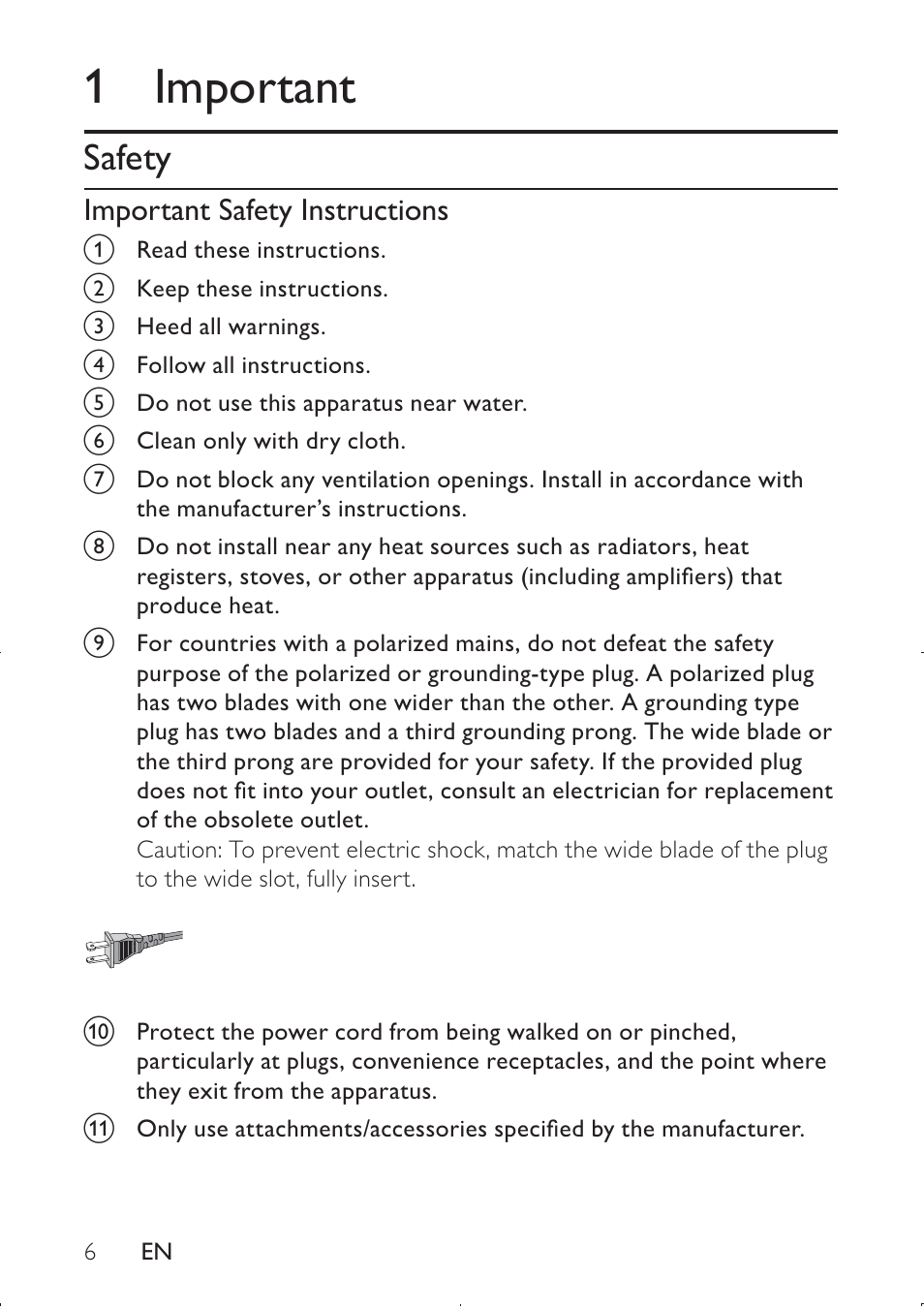 1 important, Safety | Philips DS8550-37 User Manual | Page 7 / 27