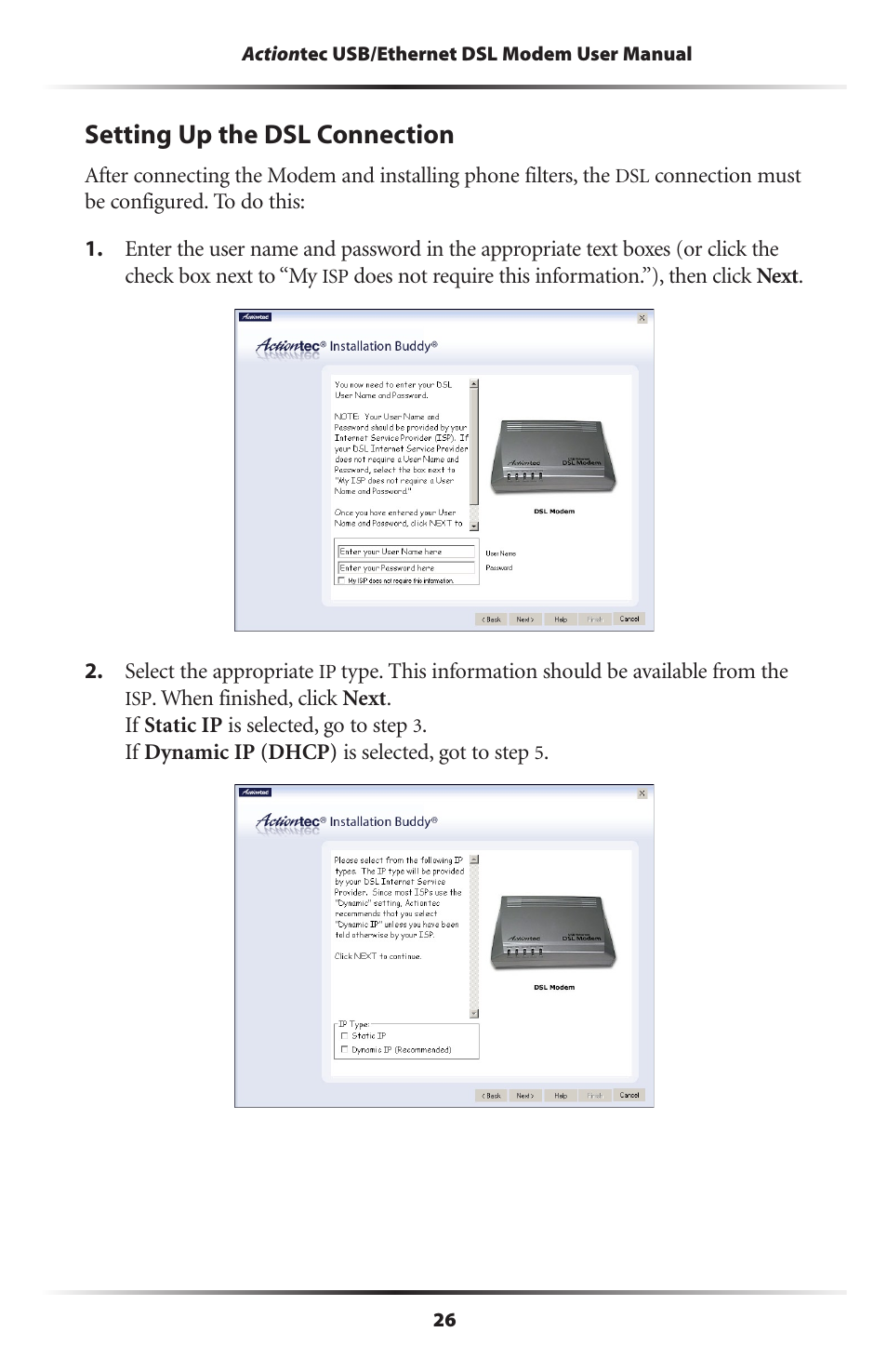 Setting up the dsl connection | Actiontec electronic GT701 User Manual | Page 29 / 115