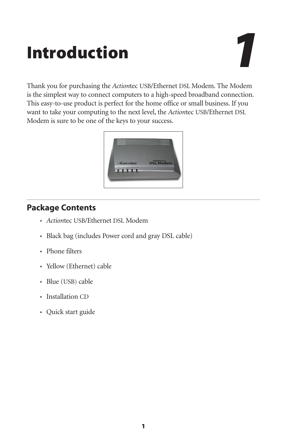 Introduction, Package contents | Actiontec electronic GT701 User Manual | Page 4 / 115