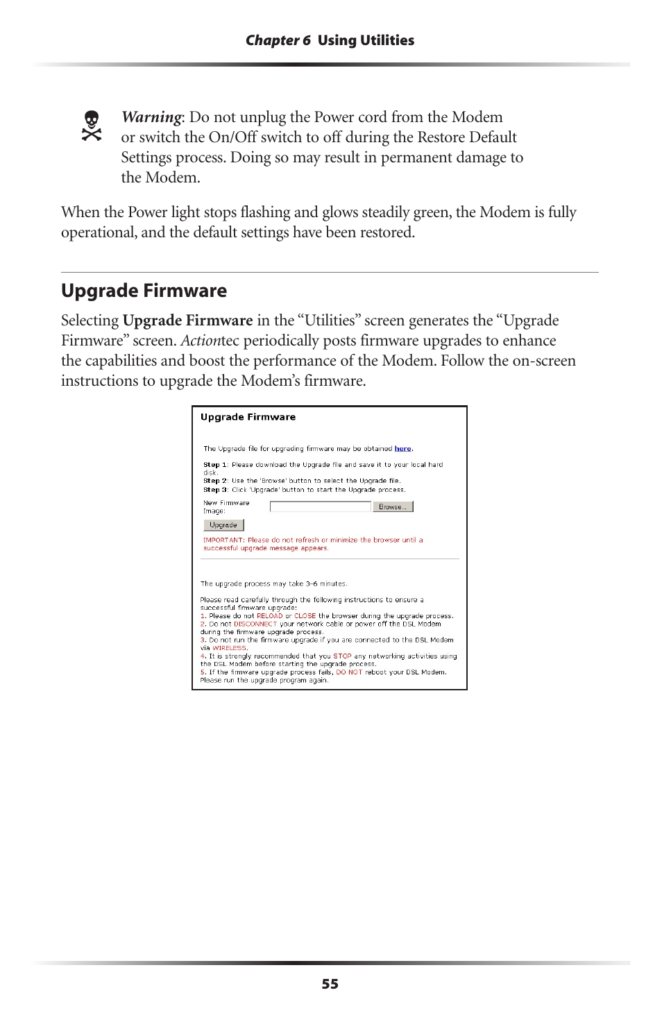 Upgrade firmware | Actiontec electronic GT701 User Manual | Page 58 / 115