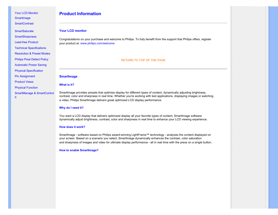 Product information | Philips 220SW9FB-27 User Manual | Page 30 / 119