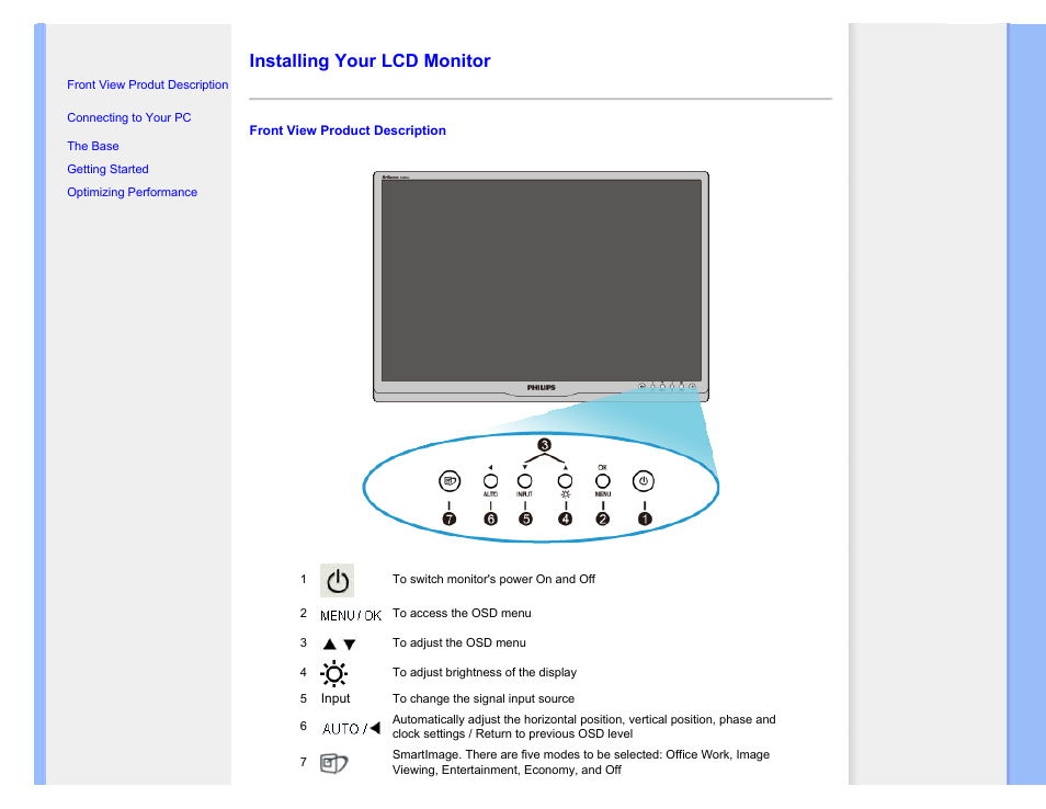 Installing your lcd monitor, Installing your monitor | Philips 220SW9FB-27 User Manual | Page 67 / 119