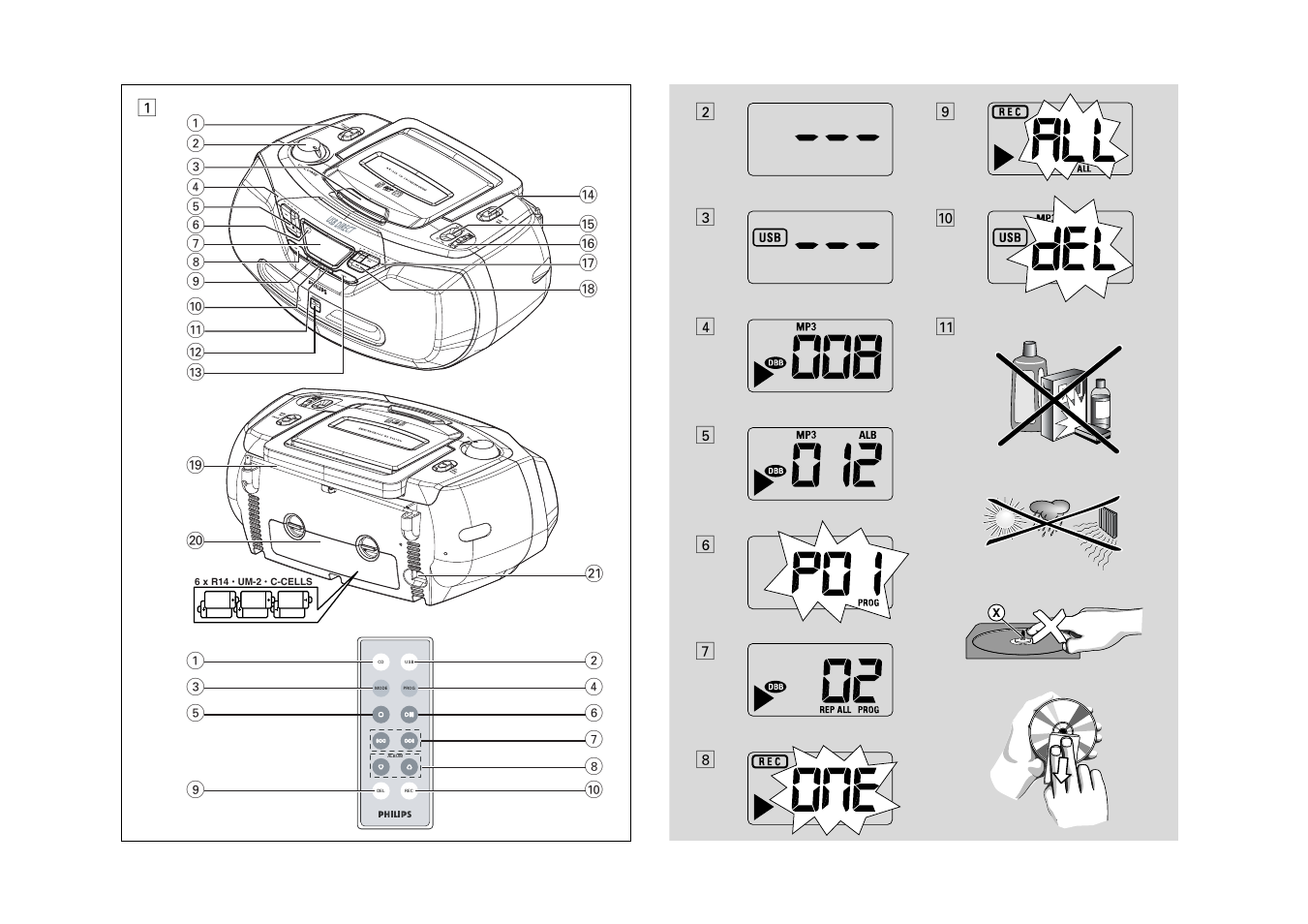 Philips AZ1835-37 User Manual | Page 3 / 9