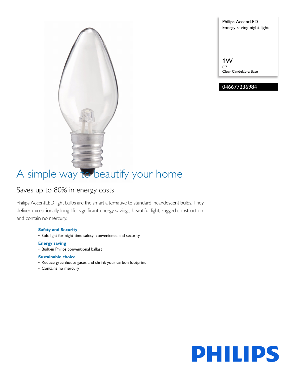 Philips 046677236984 User Manual | 2 pages