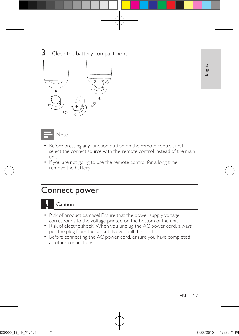 Connect power | Philips DS9000-27 User Manual | Page 17 / 24