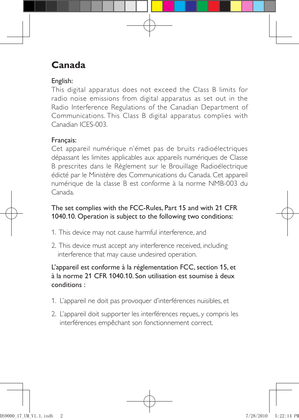 Canada | Philips DS9000-27 User Manual | Page 2 / 24
