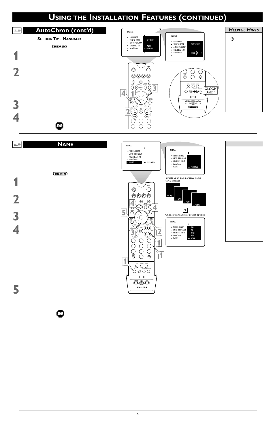 Sing the, Nstallation, Eatures | Continued, Autochron (cont’d), Ame h | Philips 46PP9352 User Manual | Page 6 / 8