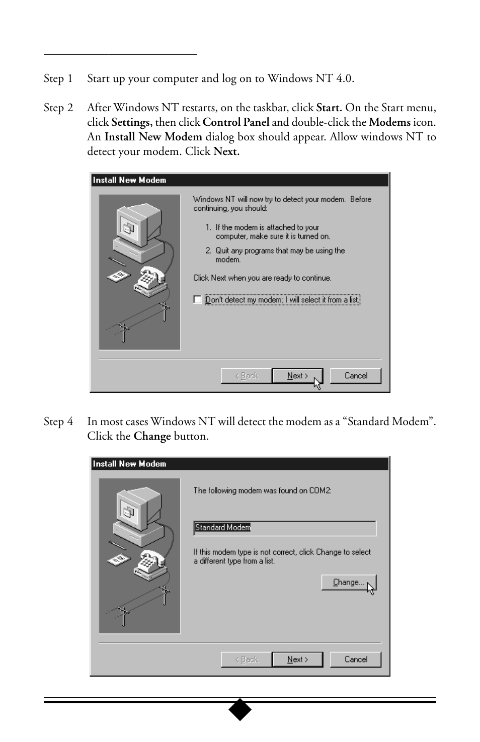 Configuring windows nt 4.0 | Actiontec electronic 56K User Manual | Page 18 / 33