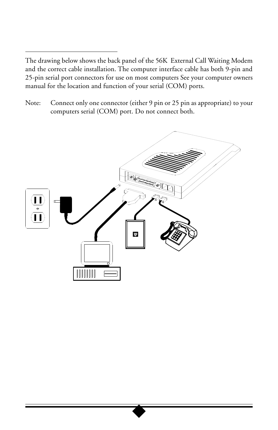 Installing the modem, Installing the interface cables | Actiontec electronic 56K User Manual | Page 7 / 33