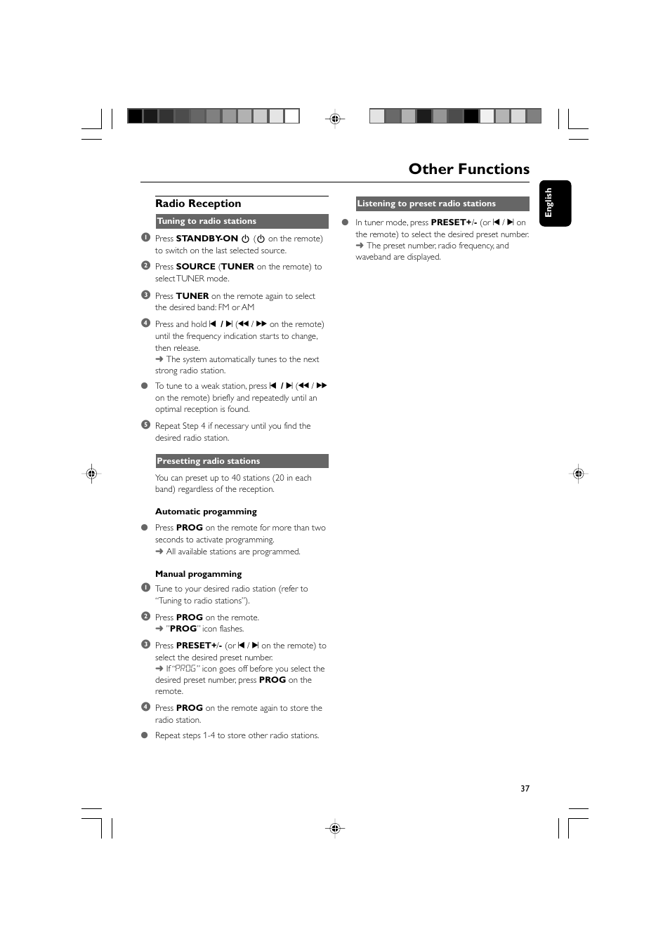 Other functions | Philips MCD908-37B User Manual | Page 37 / 45