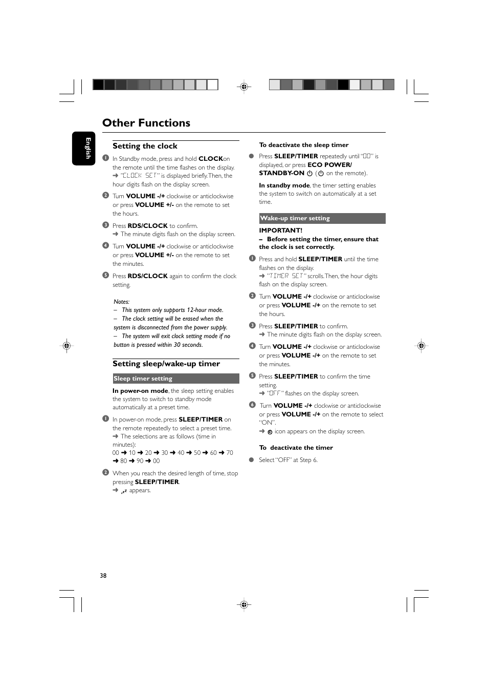 Other functions | Philips MCD908-37B User Manual | Page 38 / 45