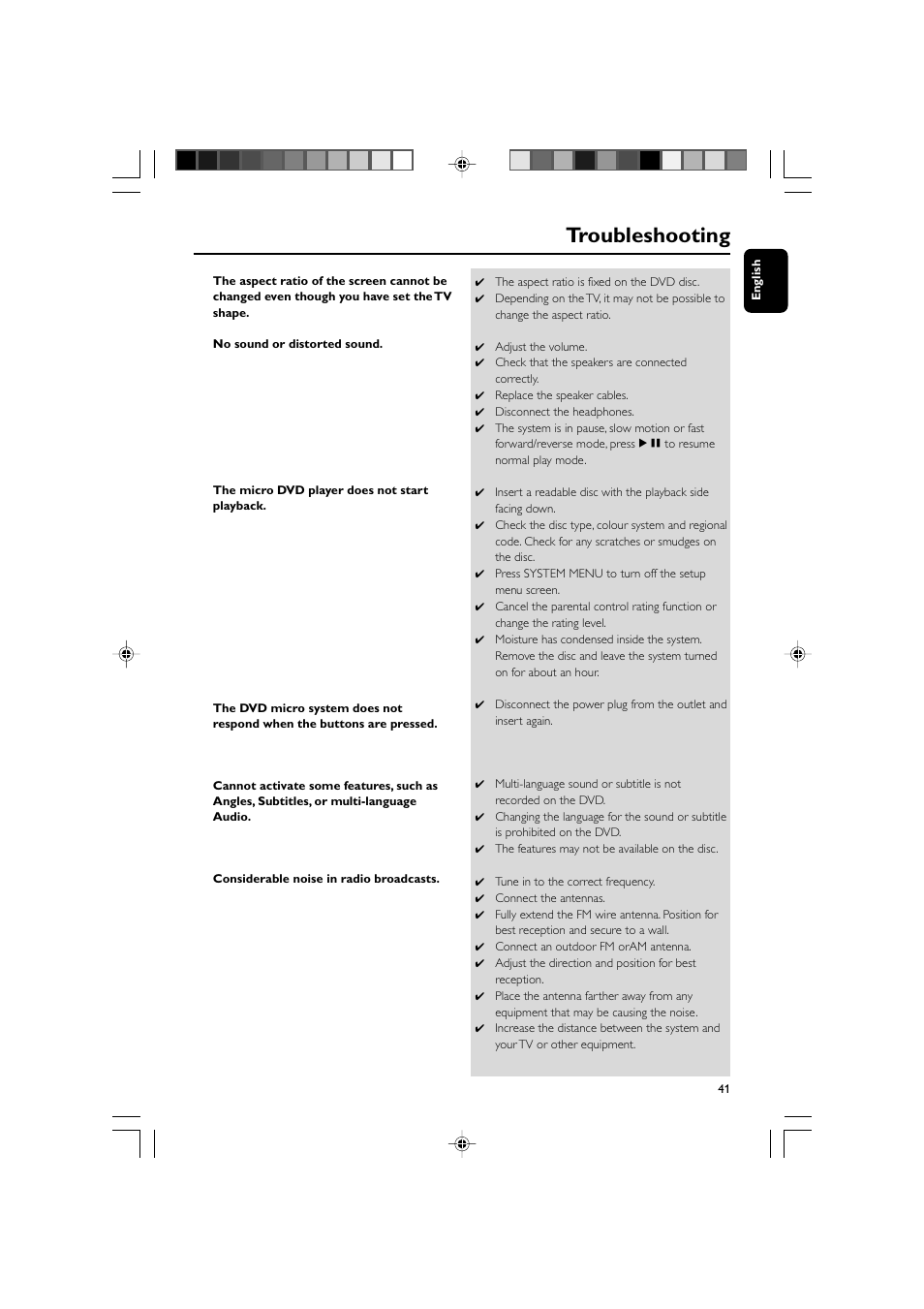 Troubleshooting | Philips MCD908-37B User Manual | Page 41 / 45