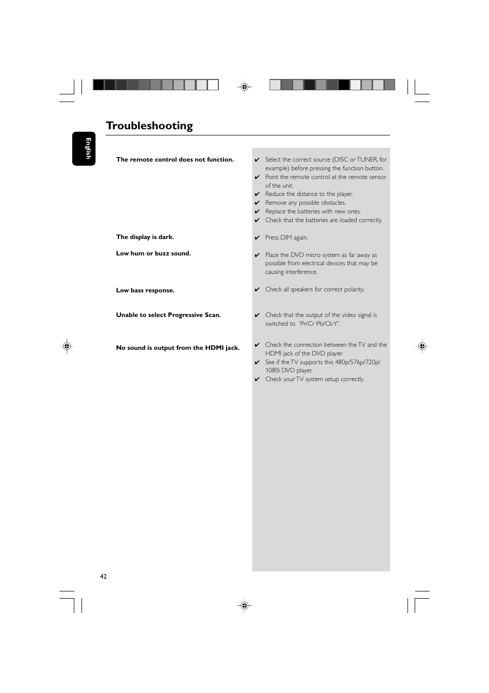 Troubleshooting | Philips MCD908-37B User Manual | Page 42 / 45