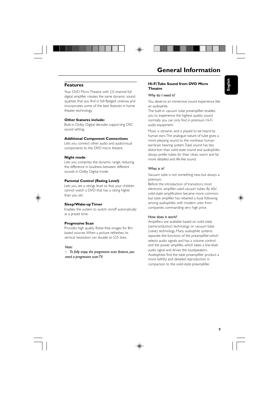 General information, Features | Philips MCD908-37B User Manual | Page 9 / 45