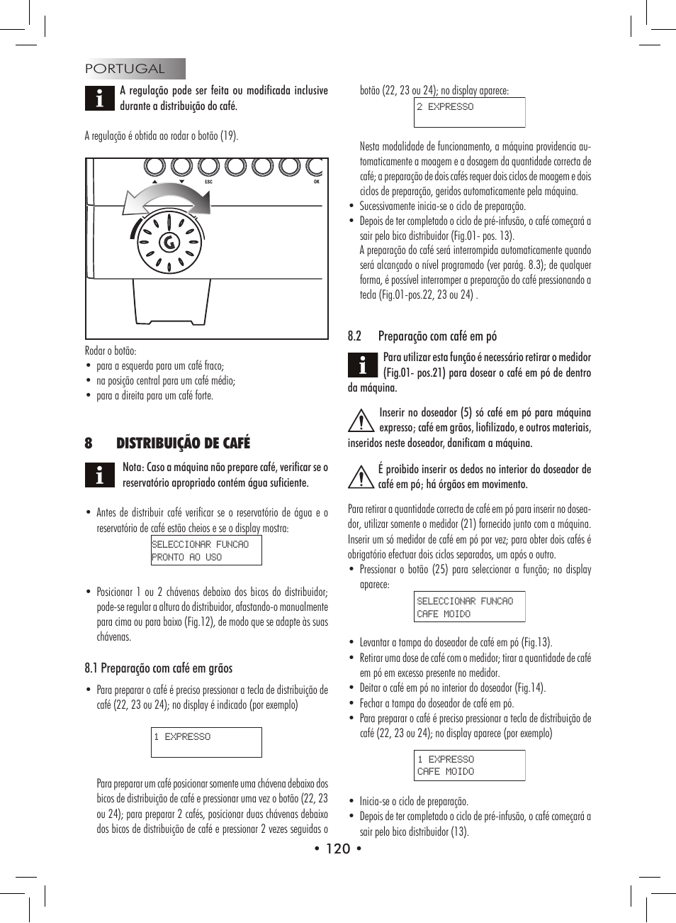 8distribuição de café | Philips 9314SC0B0119 User Manual | Page 120 / 132