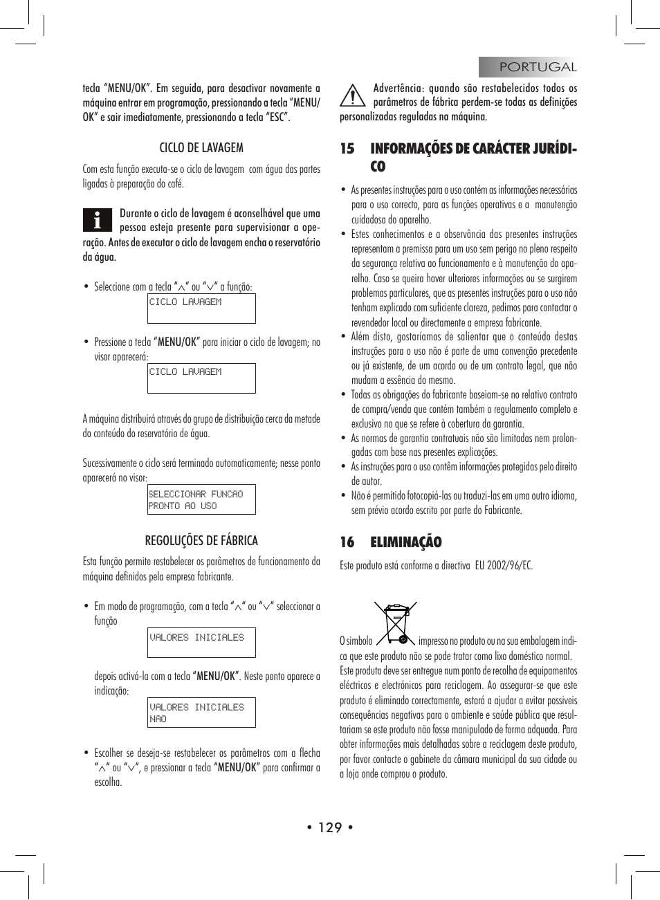 15 informações de carácter jurídi- co, 16 eliminação | Philips 9314SC0B0119 User Manual | Page 129 / 132