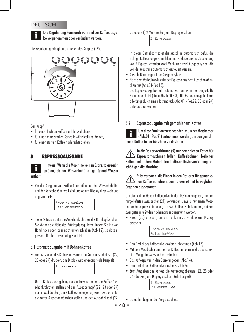 8espressoausgabe | Philips 9314SC0B0119 User Manual | Page 48 / 132