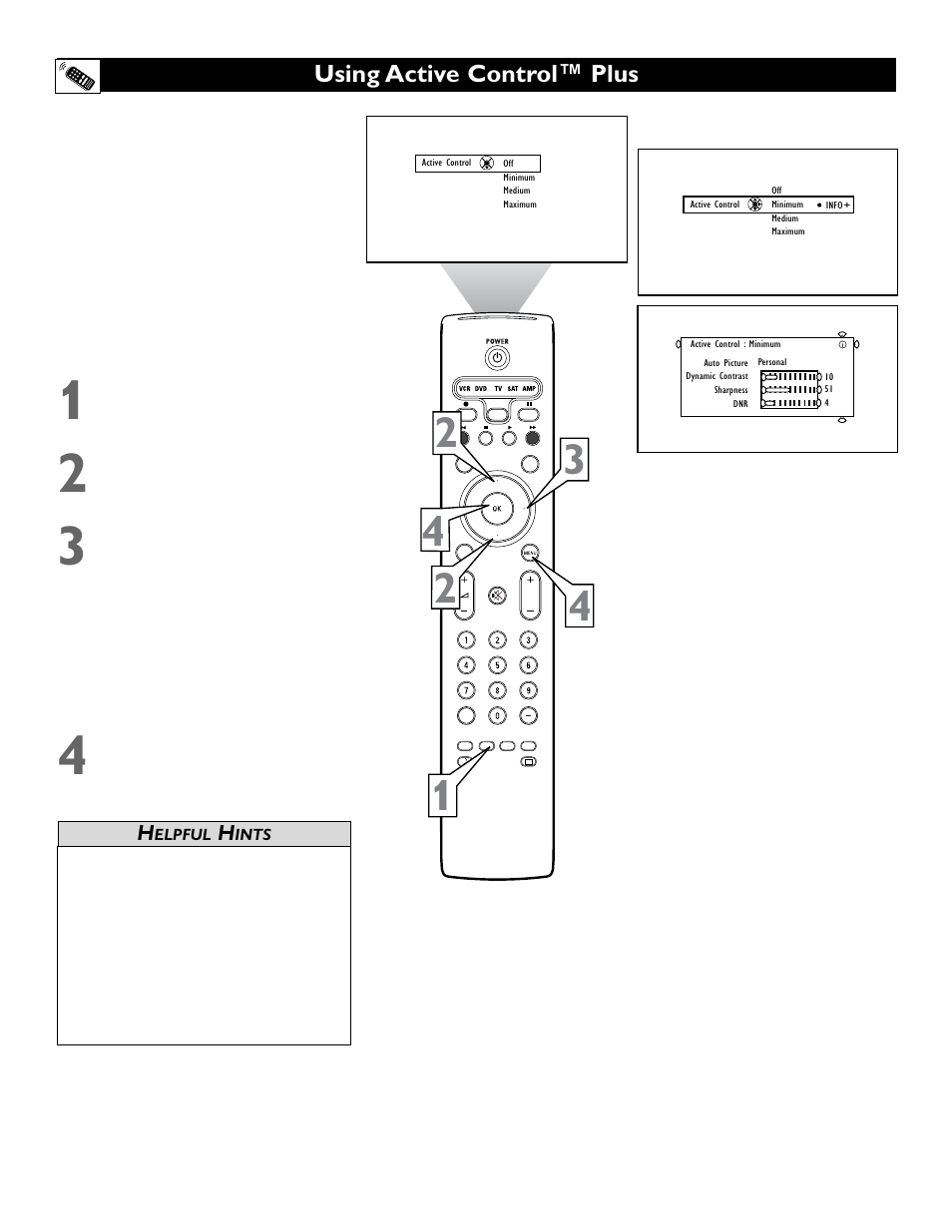 Using active control™ plus | Philips 55" projection TV User Manual | Page 28 / 80