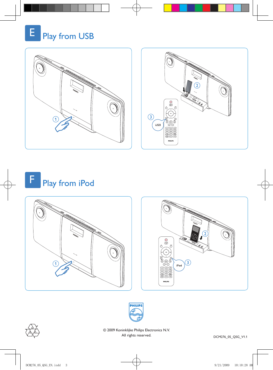 Play from usb play from ipod | Philips DC276-37 User Manual | Page 3 / 3