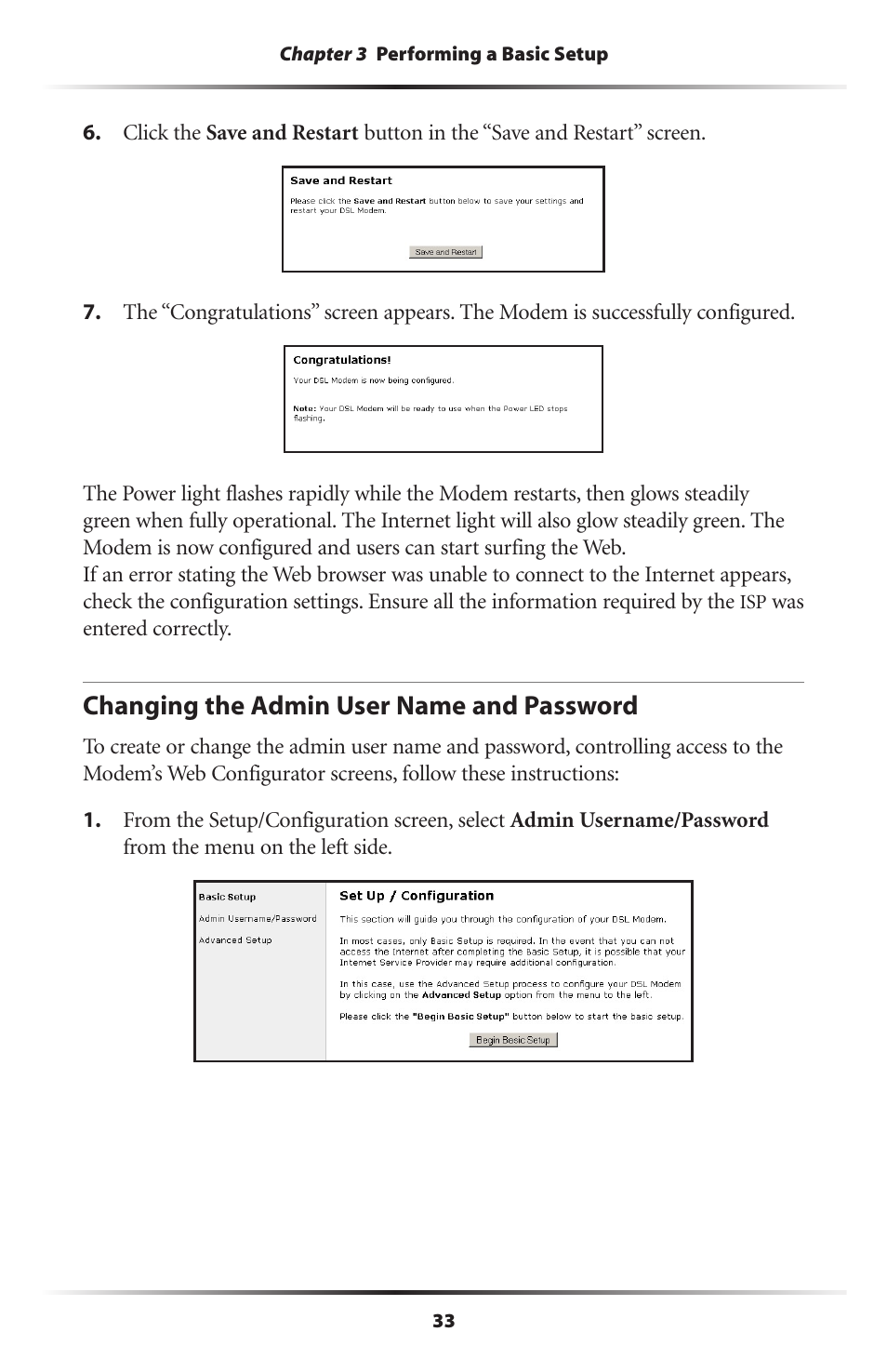 Changing the admin user name and password | Actiontec electronic GT701A User Manual | Page 36 / 119