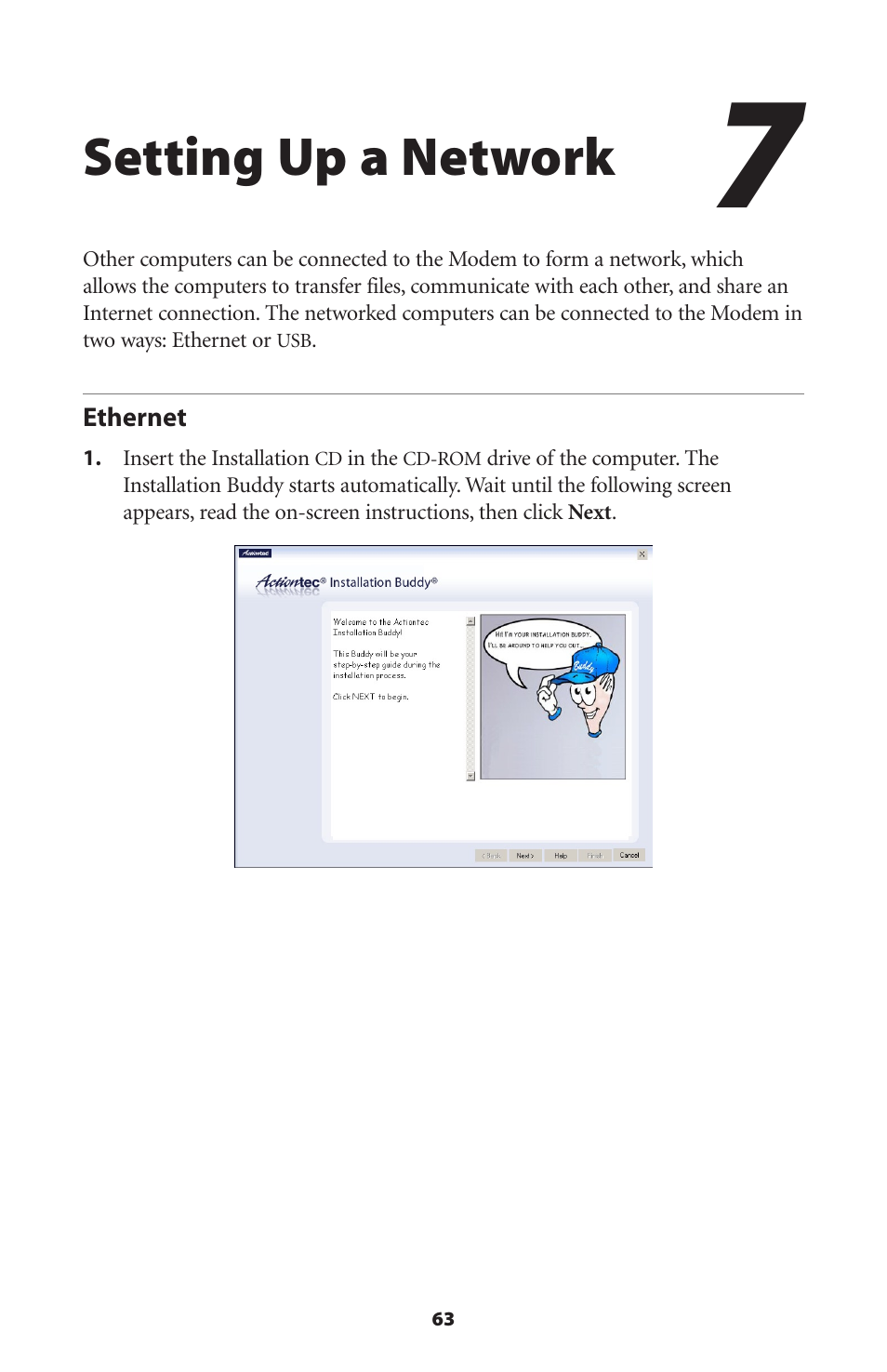 Setting up a network, Ethernet | Actiontec electronic GT701A User Manual | Page 66 / 119