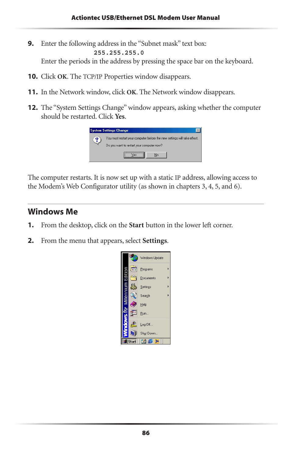 Windows me | Actiontec electronic GT701A User Manual | Page 89 / 119