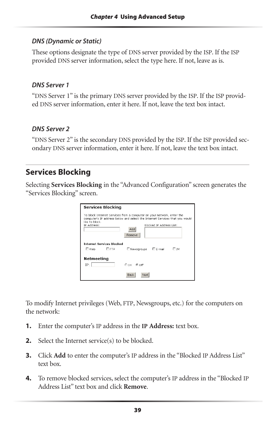 Services blocking | Actiontec electronic GT704WR User Manual | Page 42 / 115