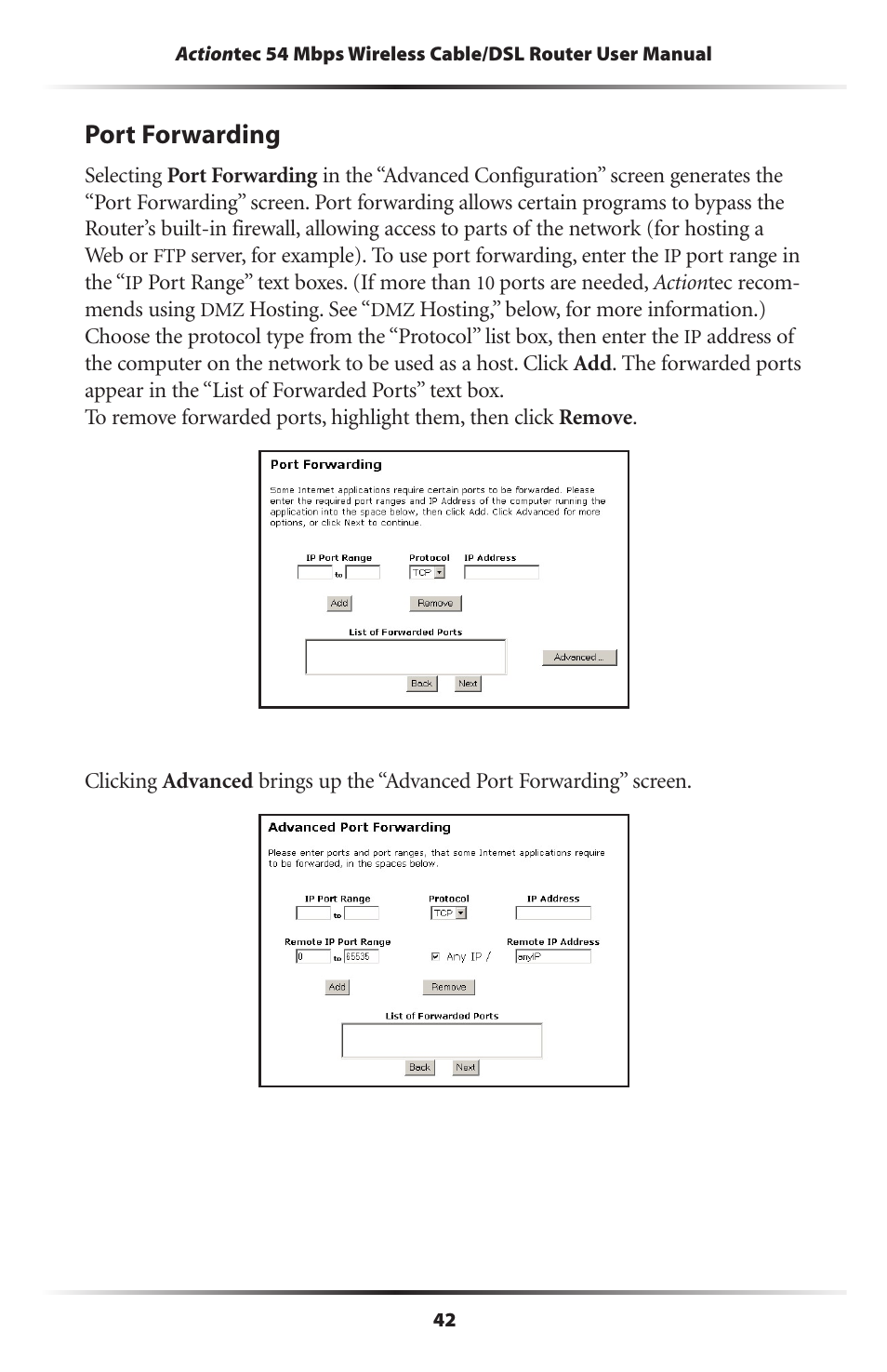 Port forwarding | Actiontec electronic GT704WR User Manual | Page 45 / 115