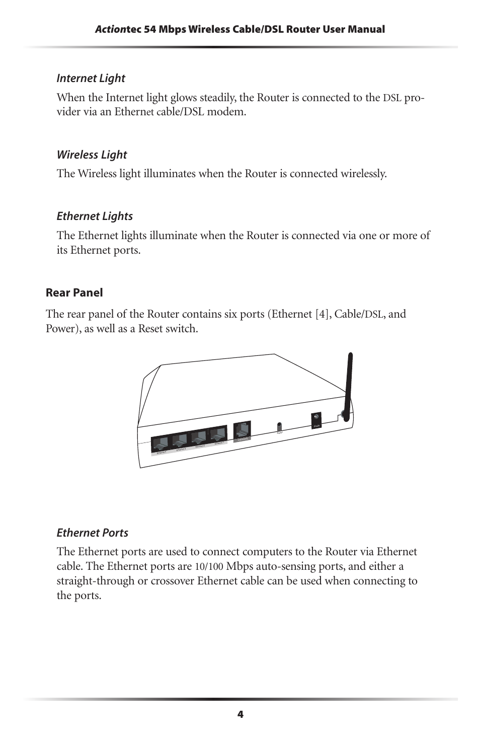 Pro- vider via an ethern, And power), as well as a reset switch | Actiontec electronic GT704WR User Manual | Page 7 / 115