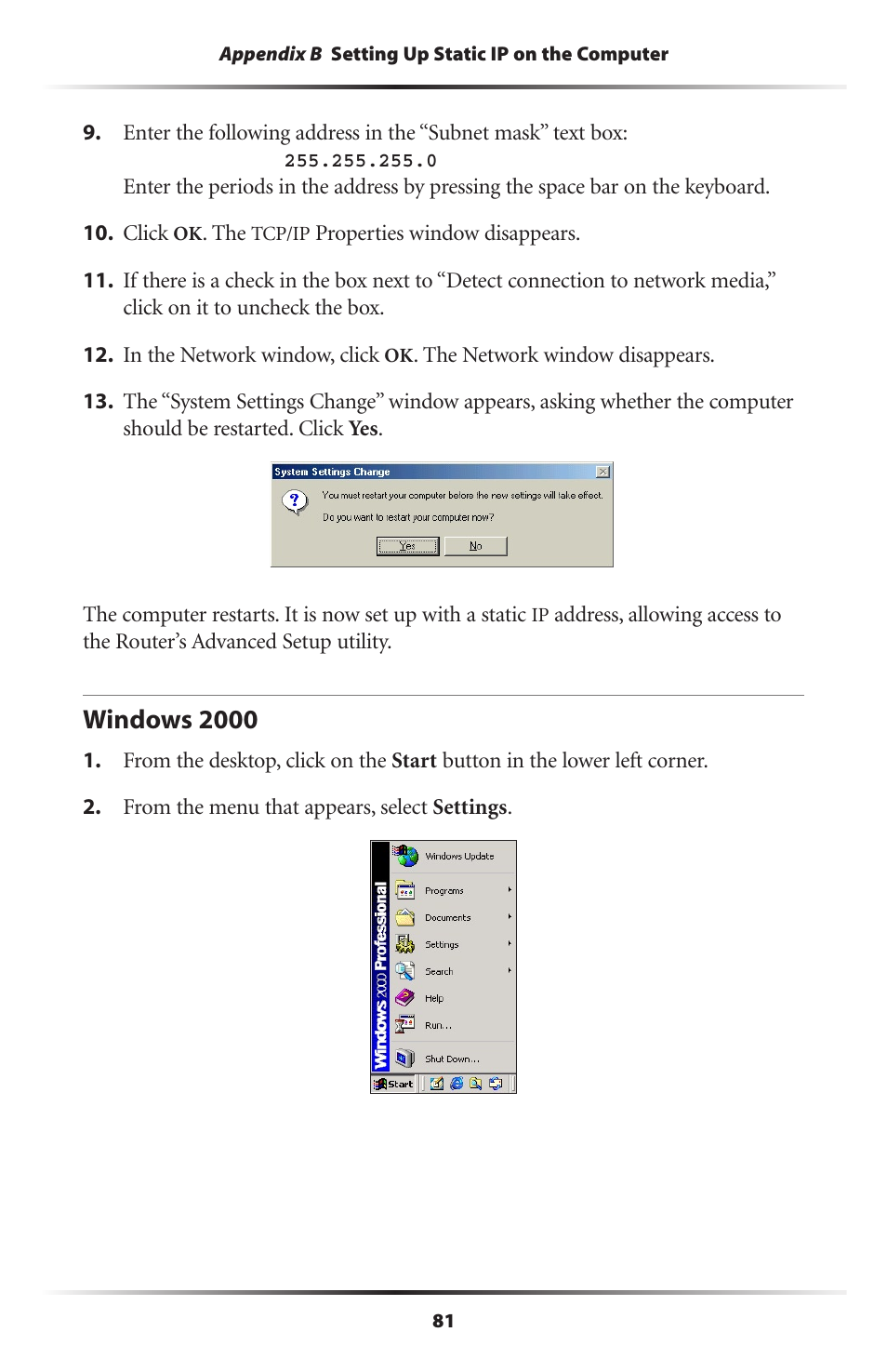 Windows 2000 | Actiontec electronic GT704WR User Manual | Page 84 / 115