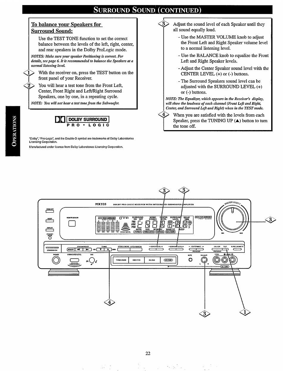 Urround, Ound, Continued | Philips MX920AHT-37 User Manual | Page 22 / 40