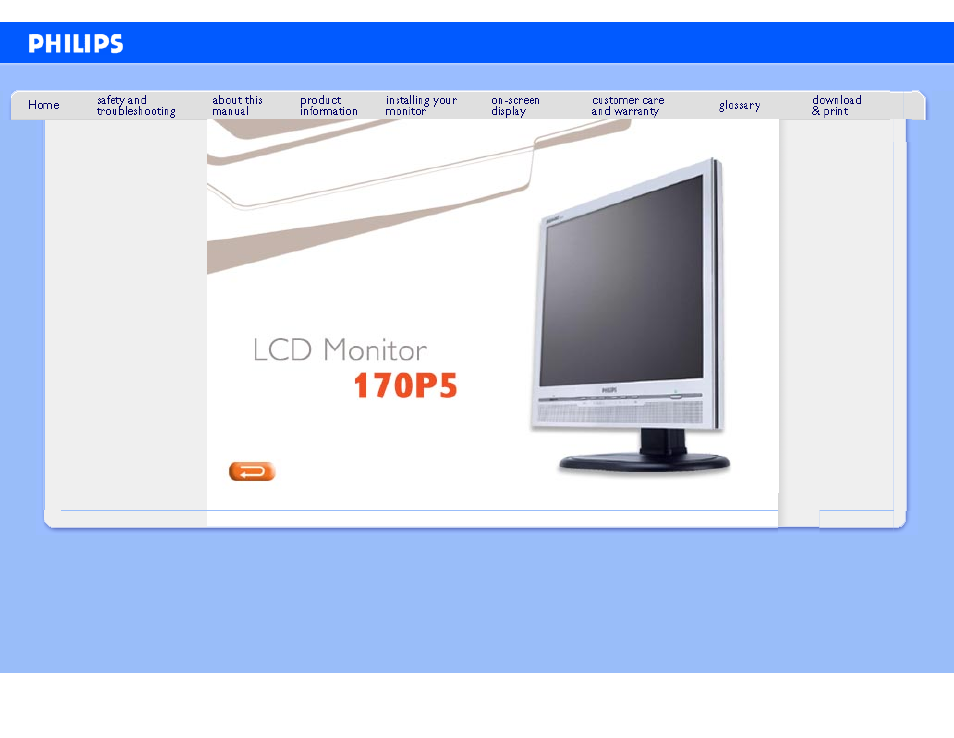Philips LCD monitor 170P5EB 43 cm 17" SXGA with LightFrame™ User Manual | 96 pages