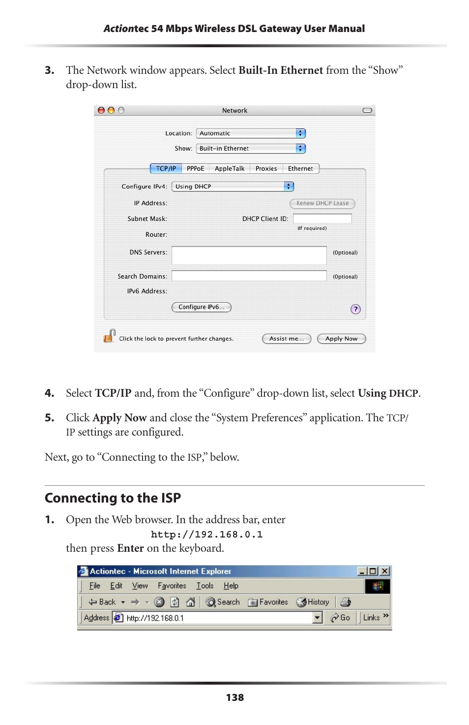 Connecting to the isp | Actiontec electronic GT701-WG User Manual | Page 141 / 149