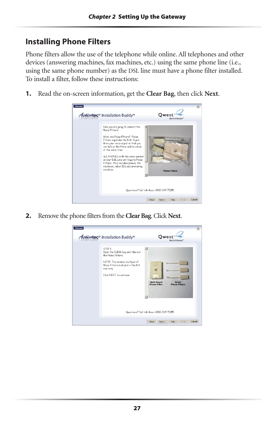 Installing phone filters | Actiontec electronic GT701-WG User Manual | Page 30 / 149