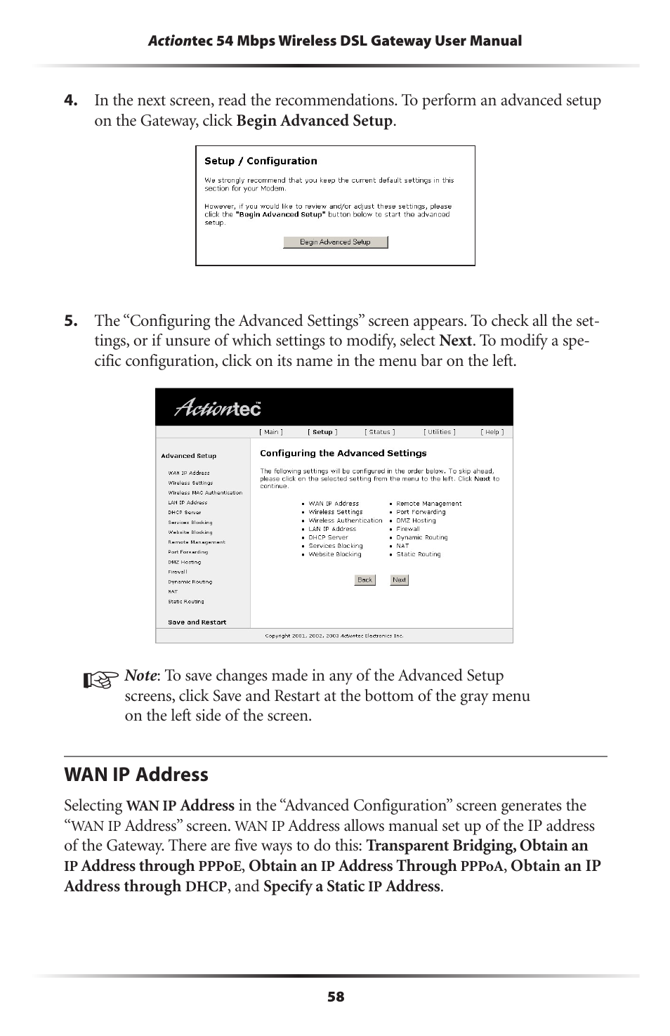 Wan ip address | Actiontec electronic GT701-WG User Manual | Page 61 / 149