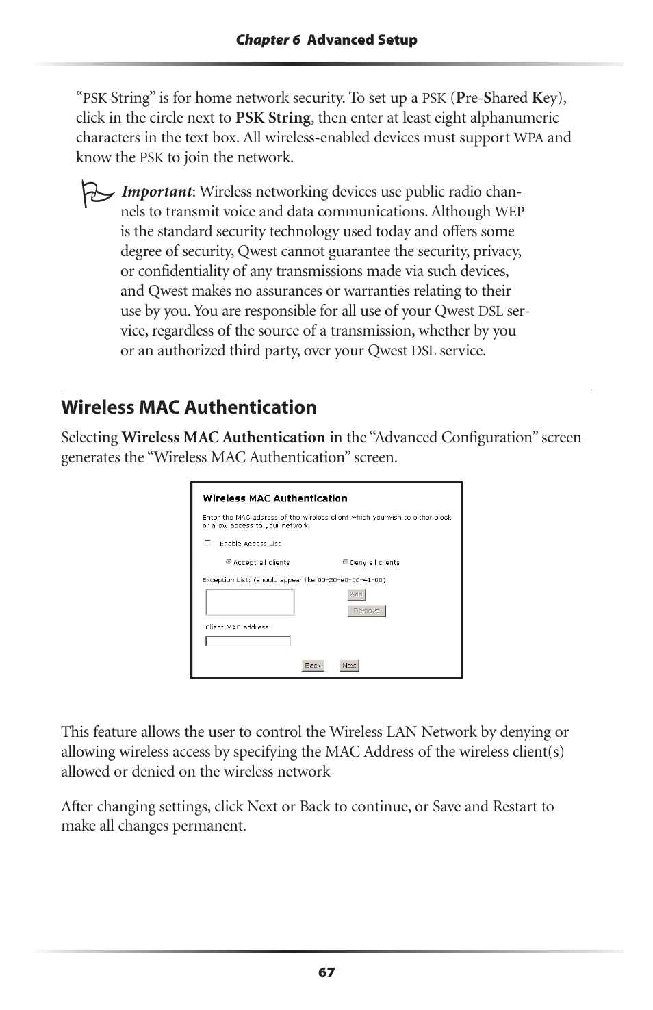 Wireless mac authentication | Actiontec electronic GT701-WG User Manual | Page 70 / 149