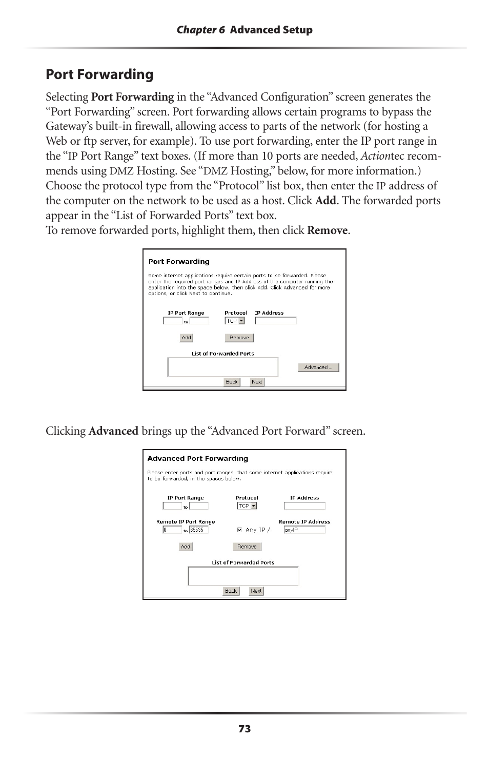 Port forwarding | Actiontec electronic GT701-WG User Manual | Page 76 / 149